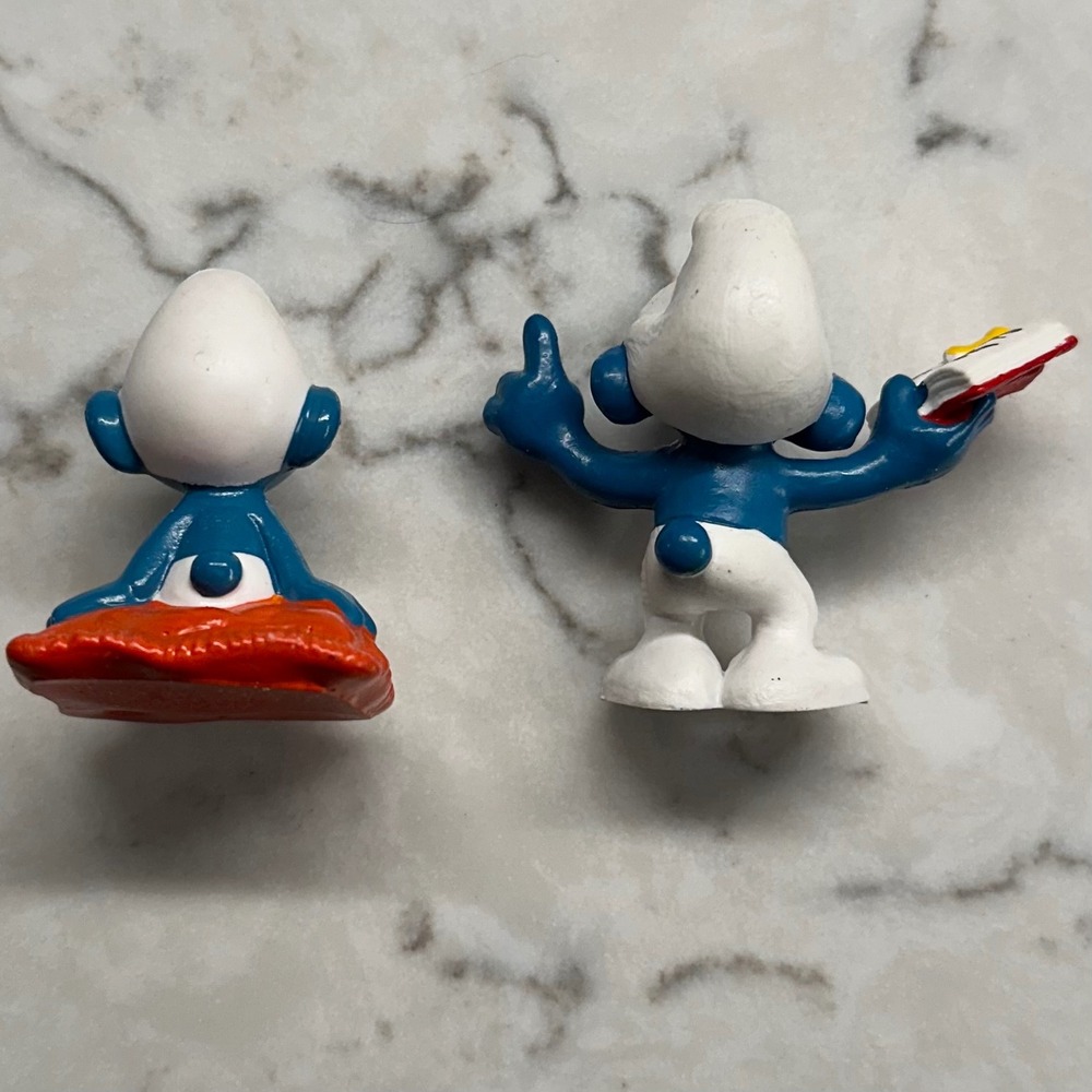 Vintage Smurfs PVC Figures Lot of 7 Peyo Schleich Papa Smurf Miniature Toys - Picture 6 of 16